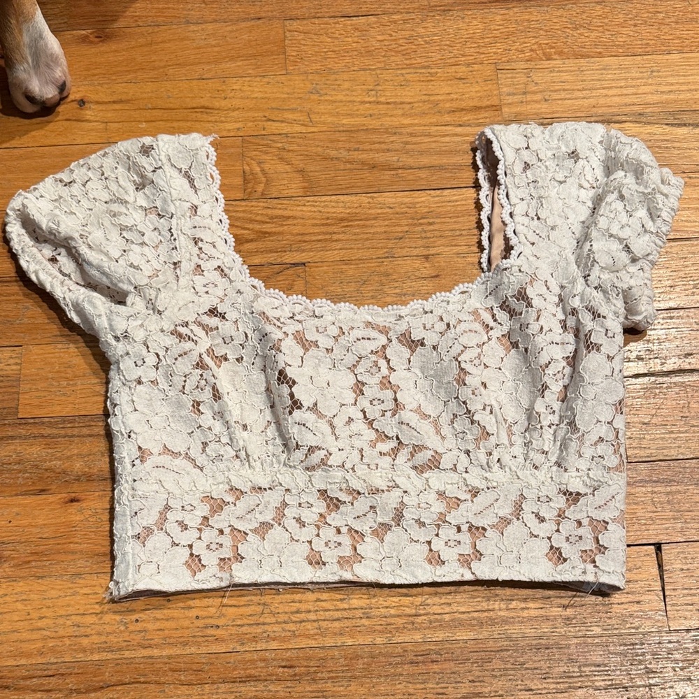 White lace crop top